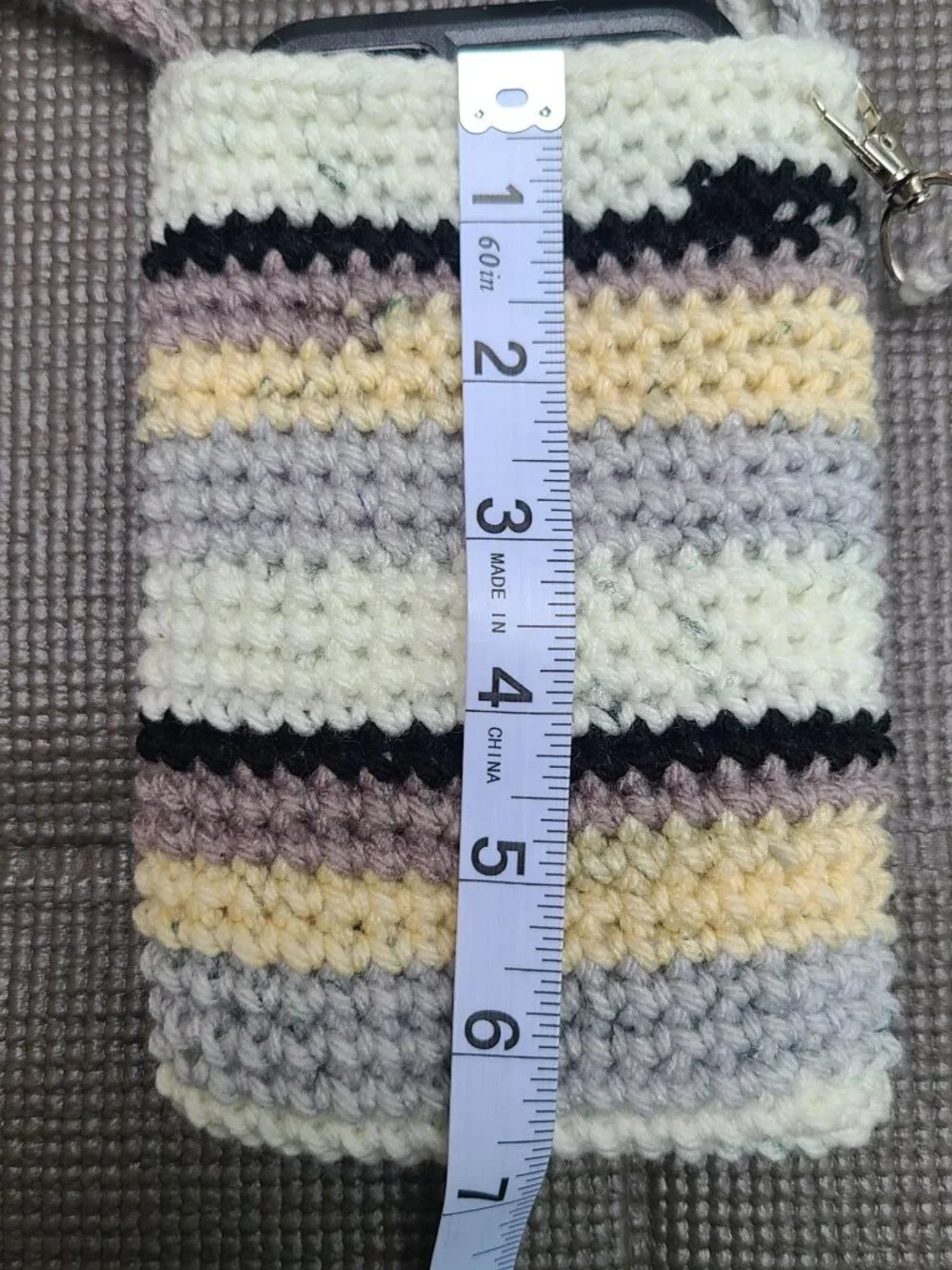 Handmade Hand Crochet Cell Phone Case Holder Crossbody Bag with Charm New